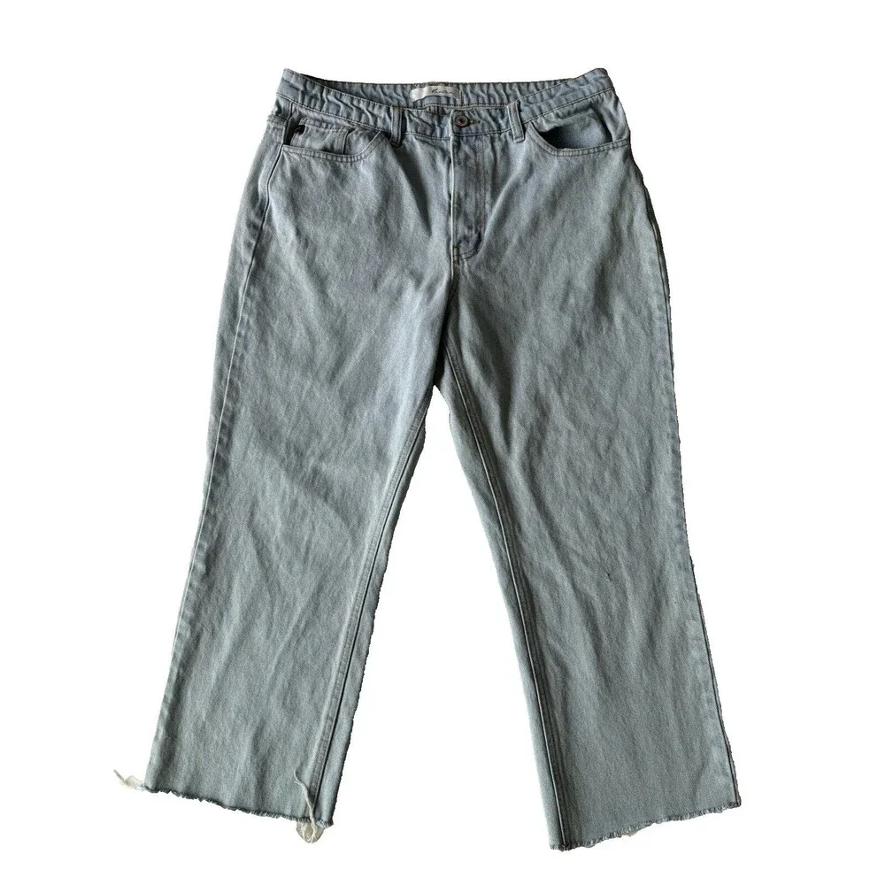 KanCan Jeans Womens 13/30‎ Blue Wide Leg Cropped Ultra High Rise Stretch Baggy